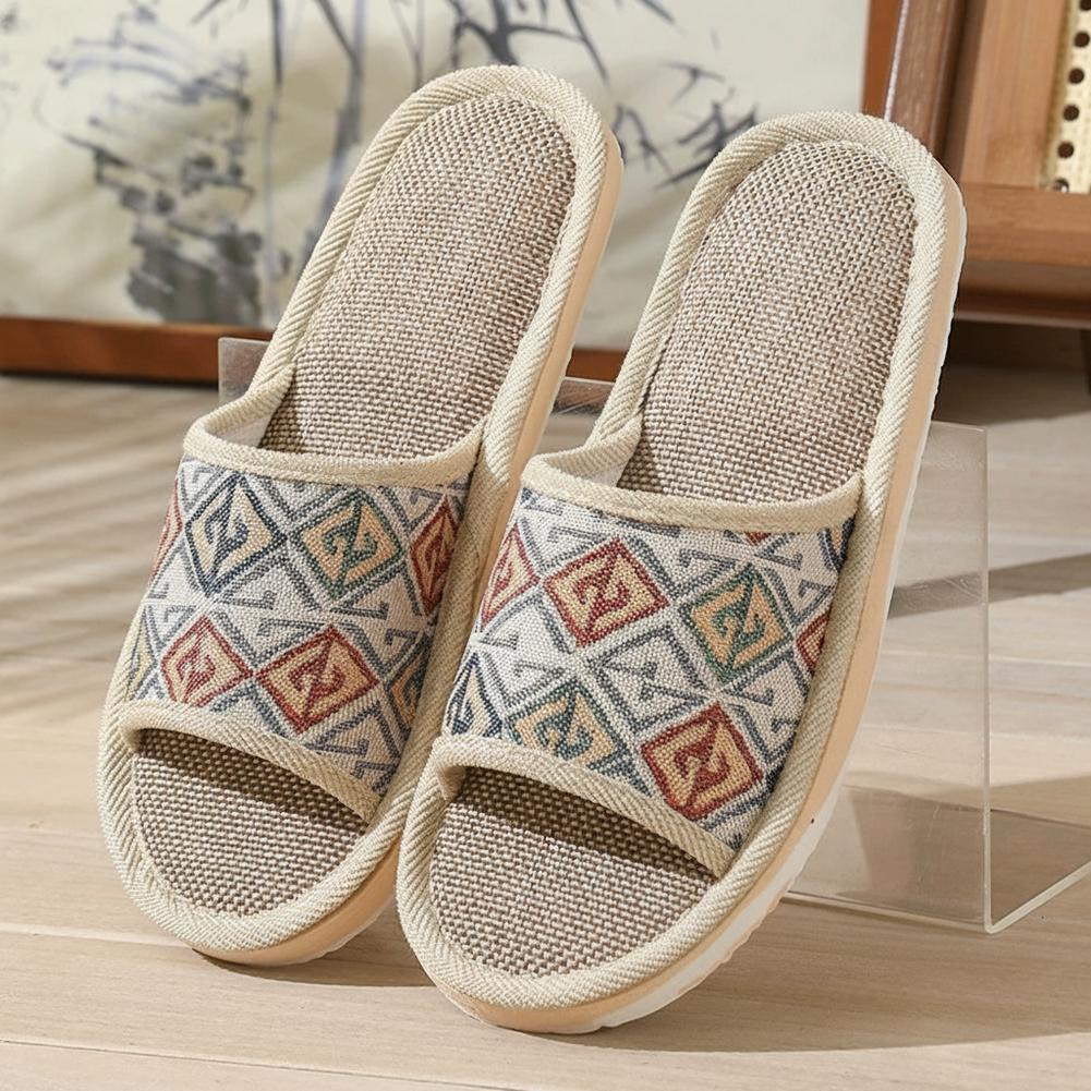 Women'S Shoes To Men'S - Dört Mevsim Keten Terlikler Çift Kişilik