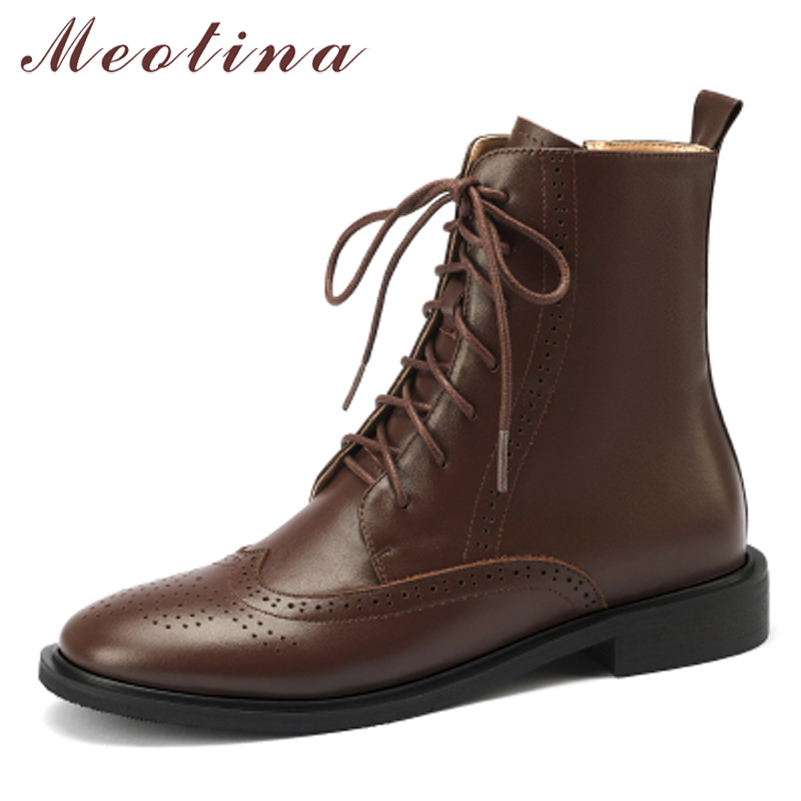 Women'S Shoes Size 40 In Us - Meotina kadın ayakkabı hakiki deri motosiklet