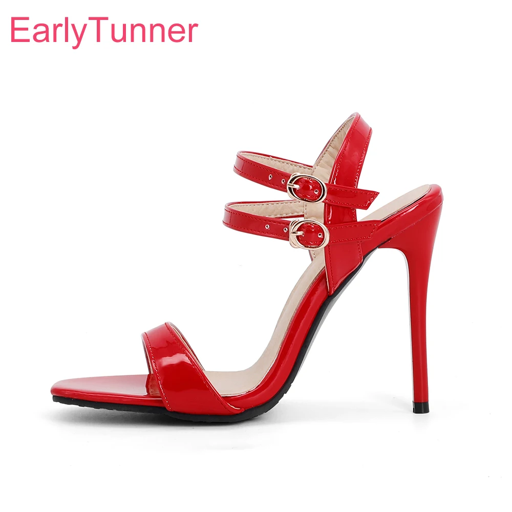 Women Shoes Brand - Yepyeni Klasik Kırmızı Siyah Kadın Sandalet