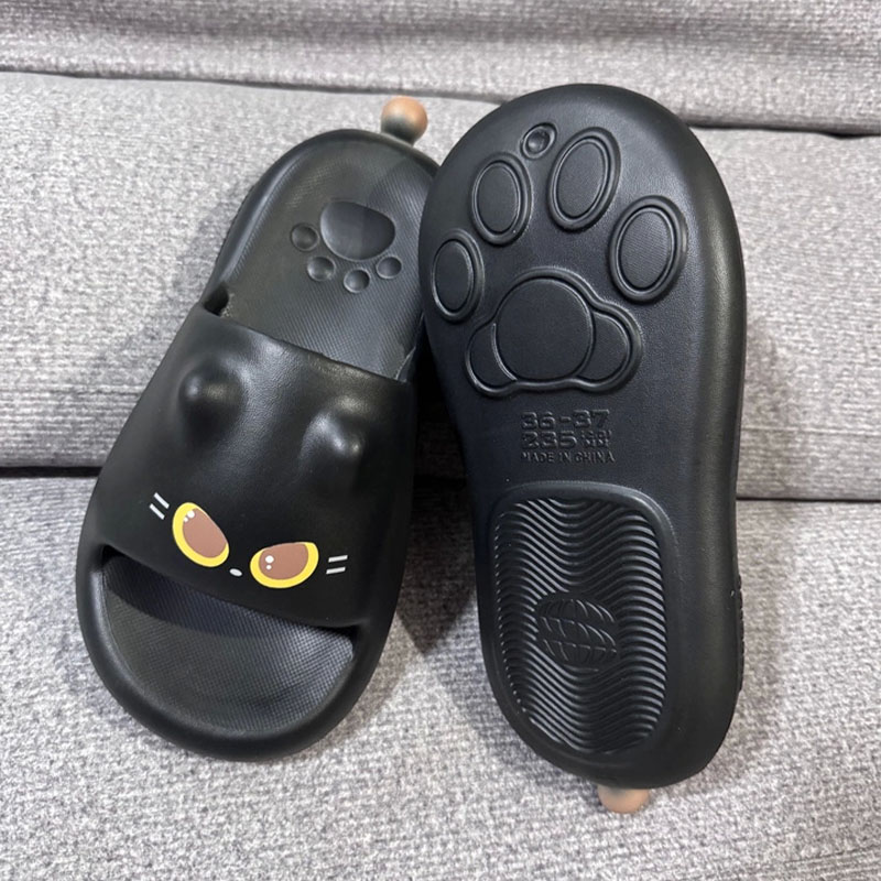 Women Shoes Black - Yeni Sevimli 3D Siyah Kedi Patisi