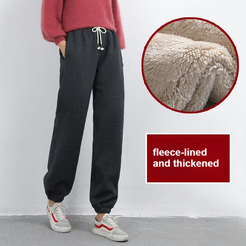 Women Shoes Joggers - Kadınlar Yüksek Bel Polar Astarlı Joggers