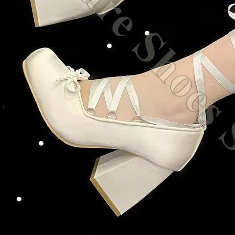 Ribbon Tie Heel - Kadın Bale Babetleri Y2K Saten Kurdele