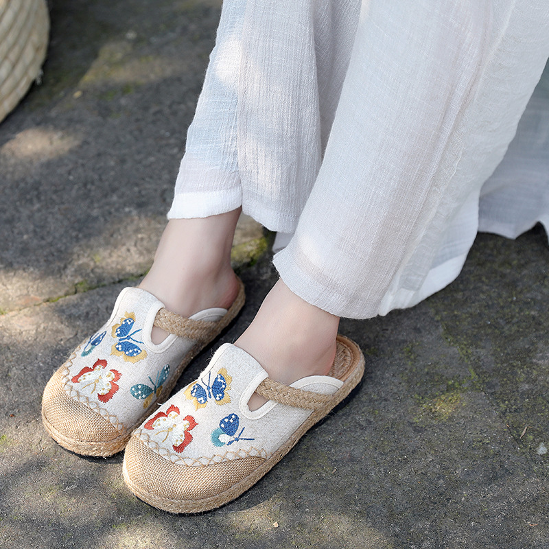 Women'S Shoes Vegan - 2025 Kadın Rahat Keten El Yapımı
