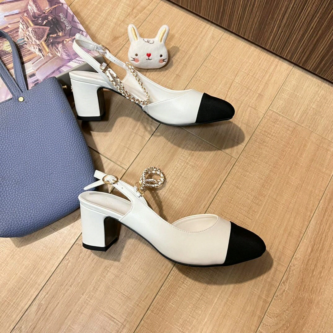 Women Shoes Black - Kadınlar İçin Slingback Topuklu Ayakkabılar, İki