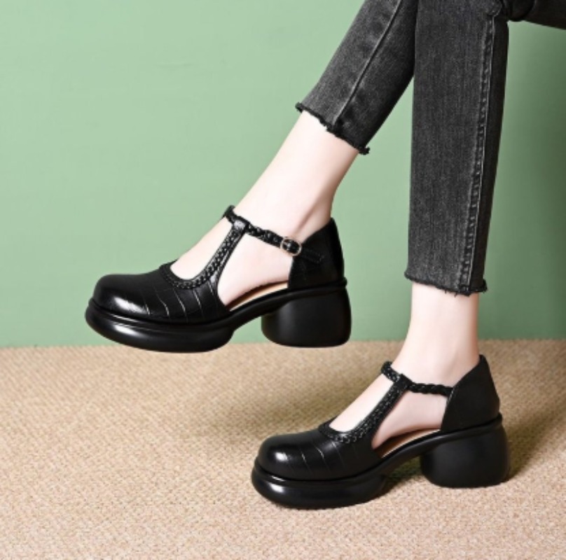 Women Shoes Black - Kadın Siyah Timsah Desenli Mary Jane