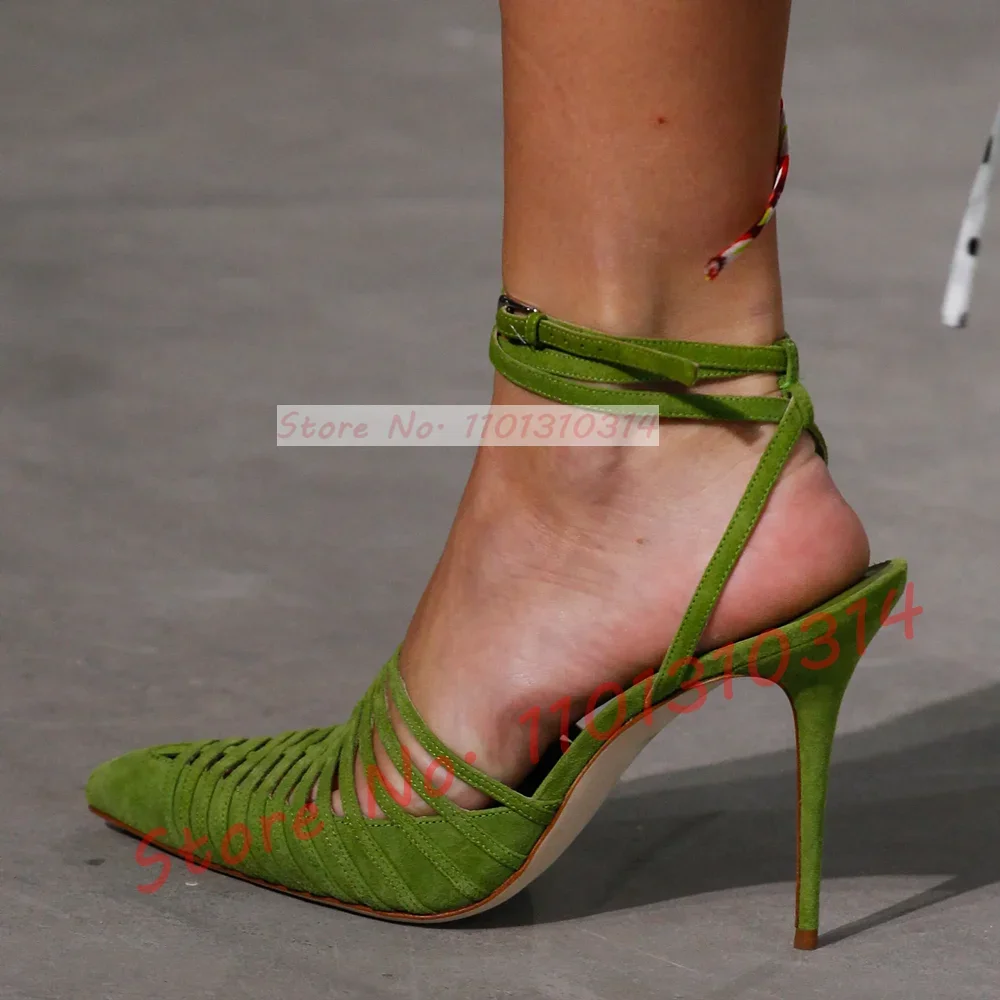 Women'S Shoes Vegan - Yeşil Vegan süet Strappy sandalet bayanlar